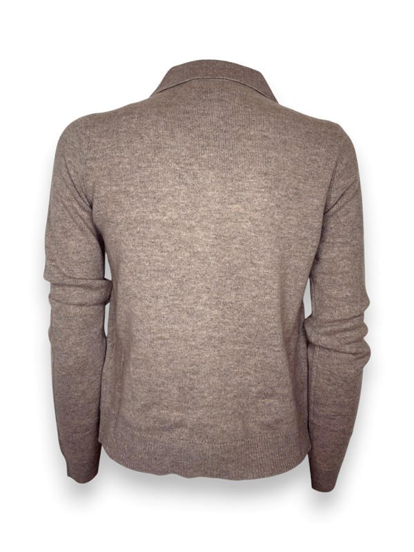 Cardigan collo polo pura lana